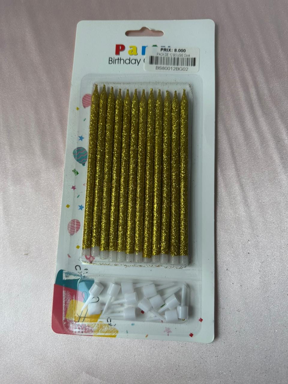 Pack de 12 Bougie Doré